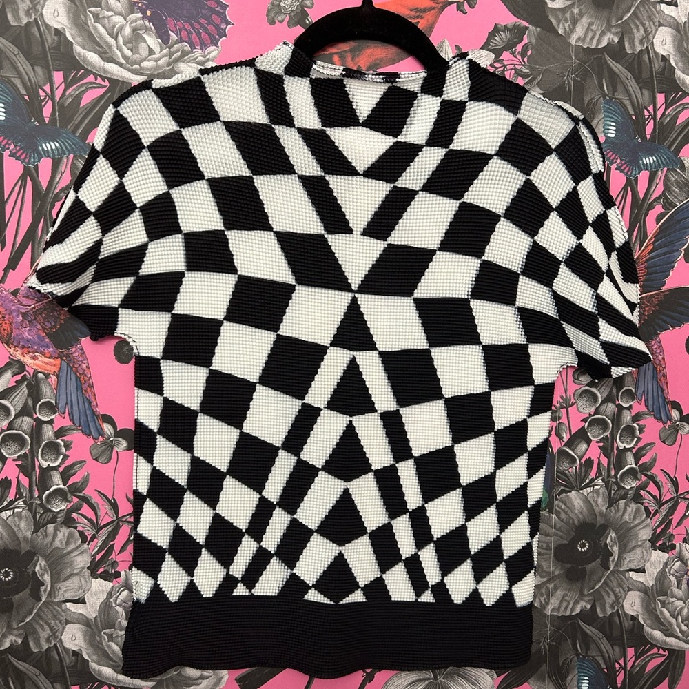 Kate Hewko Check Printed Mesh Top - Brand New, Never Worn & Hard to Find!
